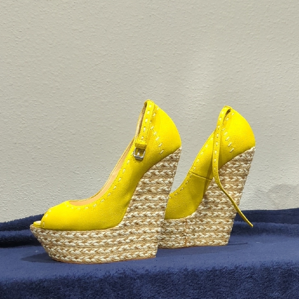 Giuseppe Zanotti Yellow Espadrille Wedges - Picture 3 of 6